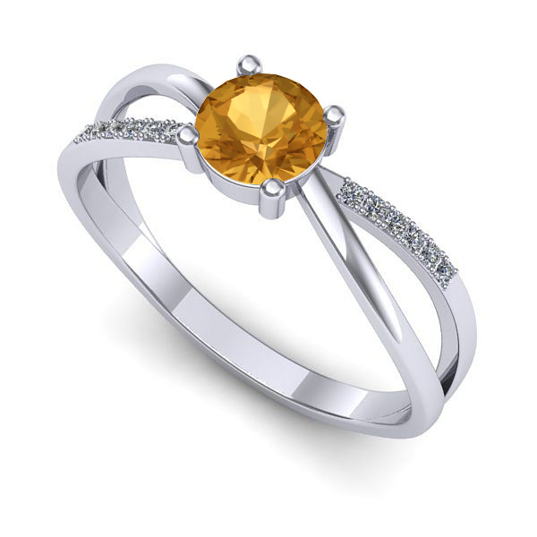 Inel logodna din aur alb cu citrin
