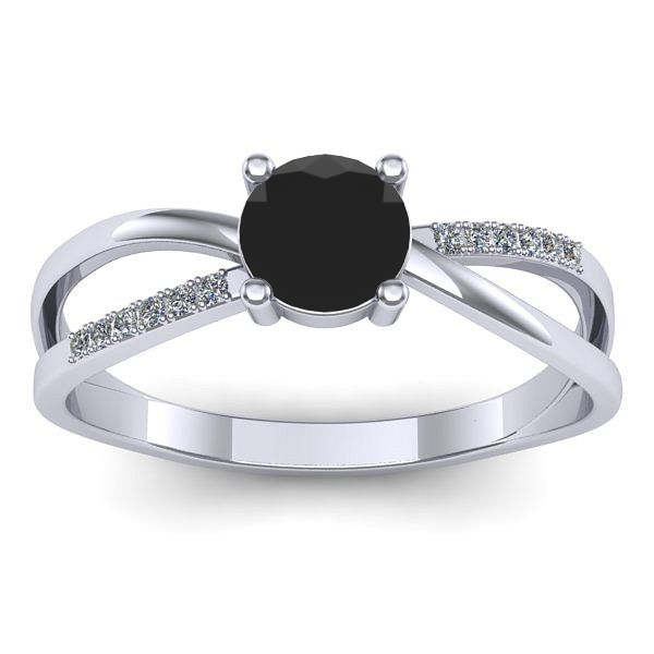 Inel logodna cu diamant negru rotund