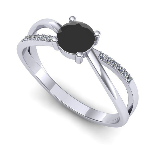 Inel de logodna din aur alb cu diamant negru