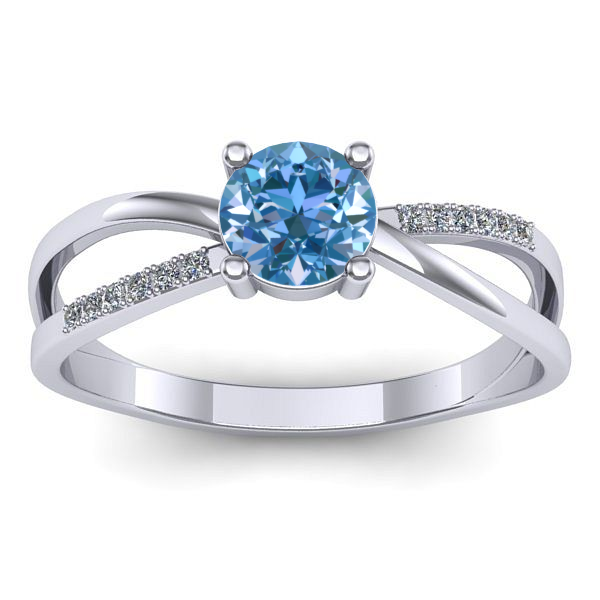 Inel cu diamant de laborator albastru rotund