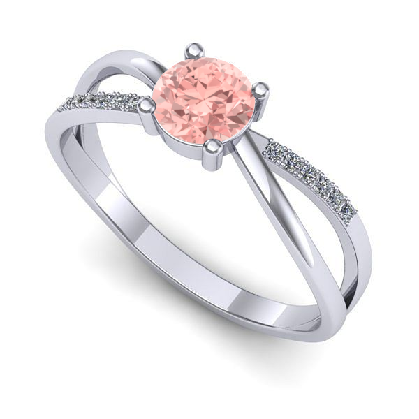 Inel logodna din aur alb cu diamant de laborator roz