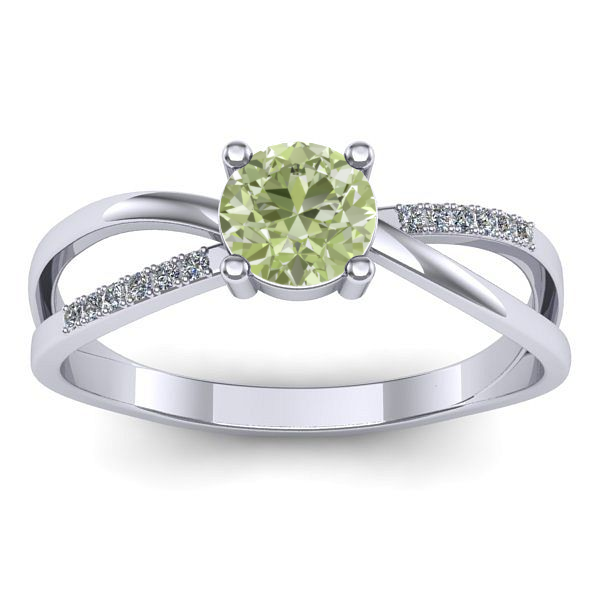 Inel de logodna cu diamant de laborator verde rotund