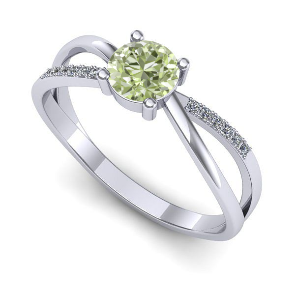 Inel din aur alb cu diamant de laborator verde