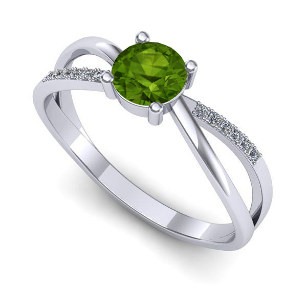 Inel logodna din aur alb cu peridot