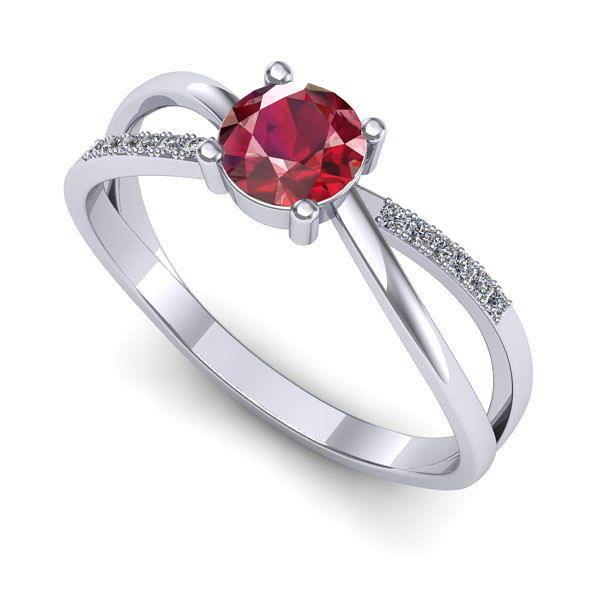 Inel logodna din aur alb cu rubin