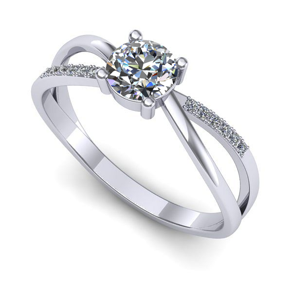 Inel din aur alb cu diamant de laborator