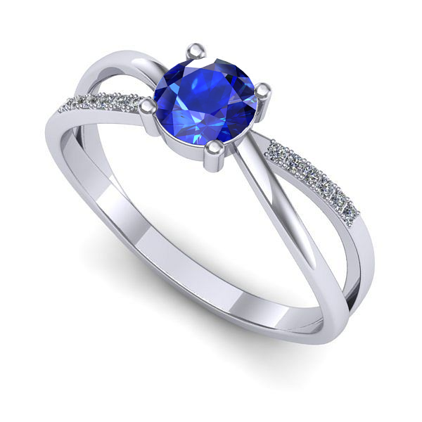 Inel logodna din aur alb cu safir