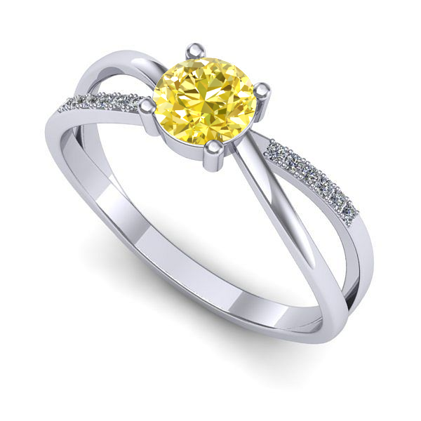 Inel logodna din aur alb cu safir galben