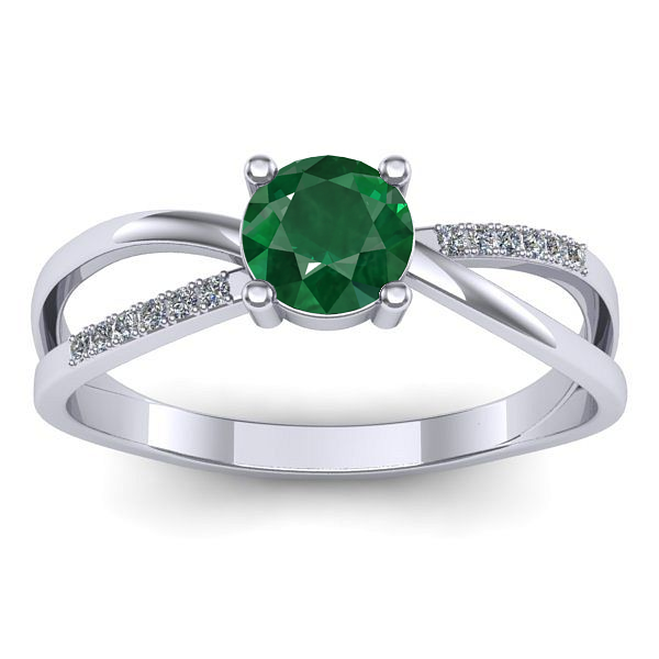 Inel logodna cu smarald rotund