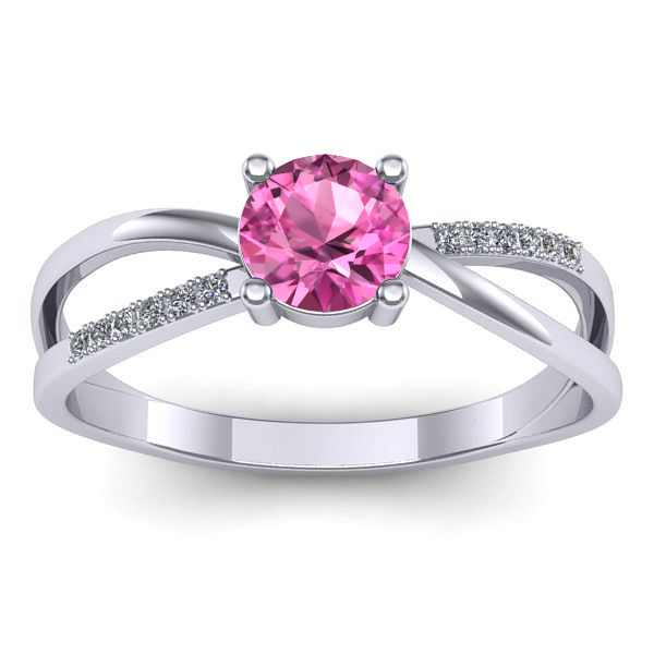 Inel de logodna cu safir roz rotund