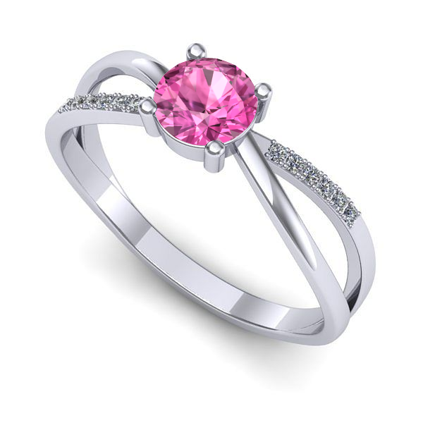 Inel din aur alb cu safir roz