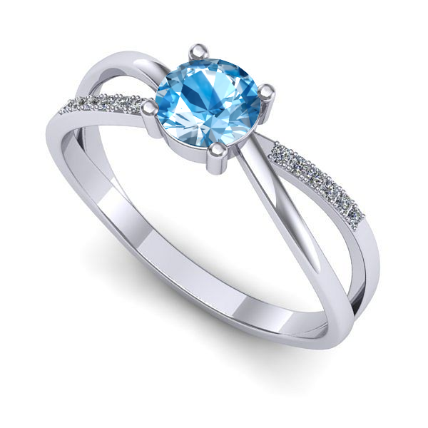 Inel din aur alb cu topaz blue