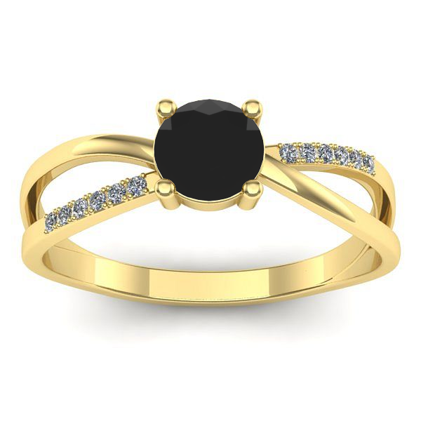 Inel logodna cu diamant negru rotund