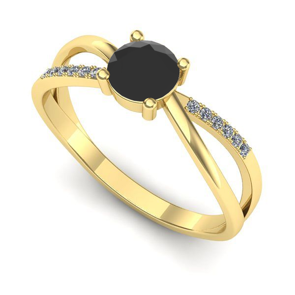 Inel de logodna din aur galben cu diamant negru