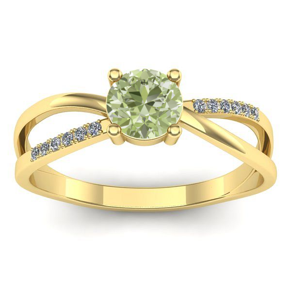 Inel de logodna cu diamant de laborator verde rotund