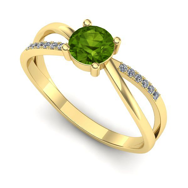 Inel logodna din aur galben cu peridot