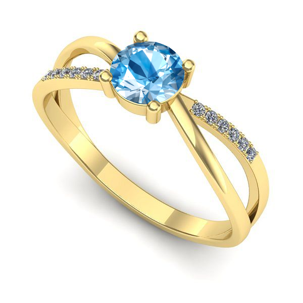 Inel de logodna din aur galben cu topaz blue