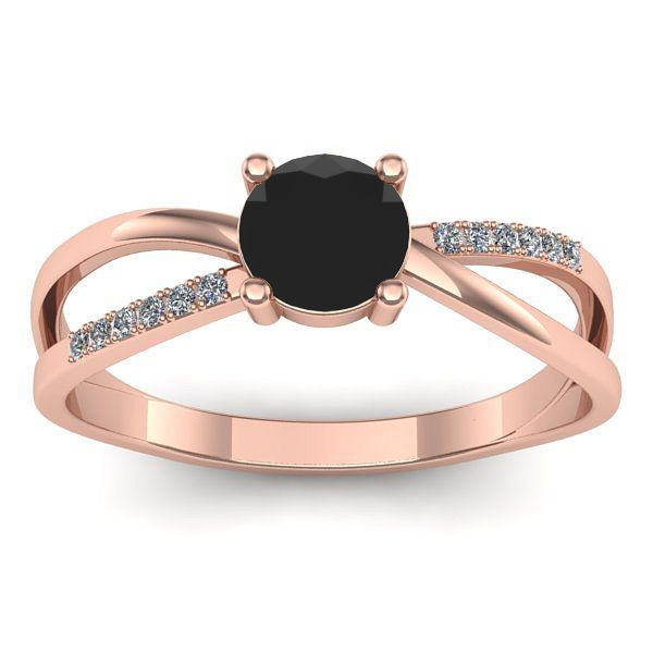 Inel cu diamant negru rotund