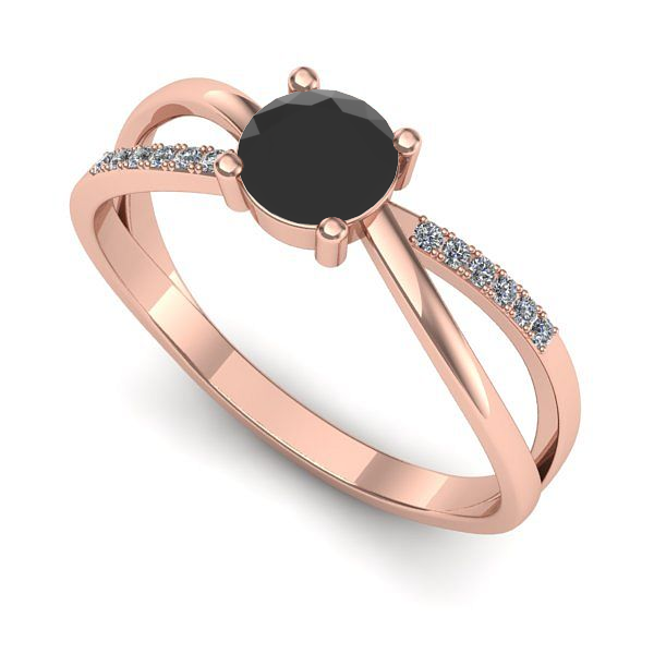 Inel din aur roz cu diamant negru