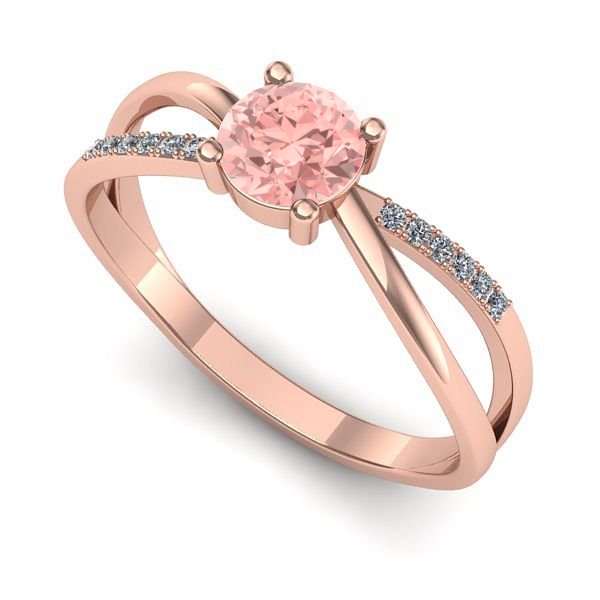 Inel de logodna din aur roz cu diamant de laborator roz