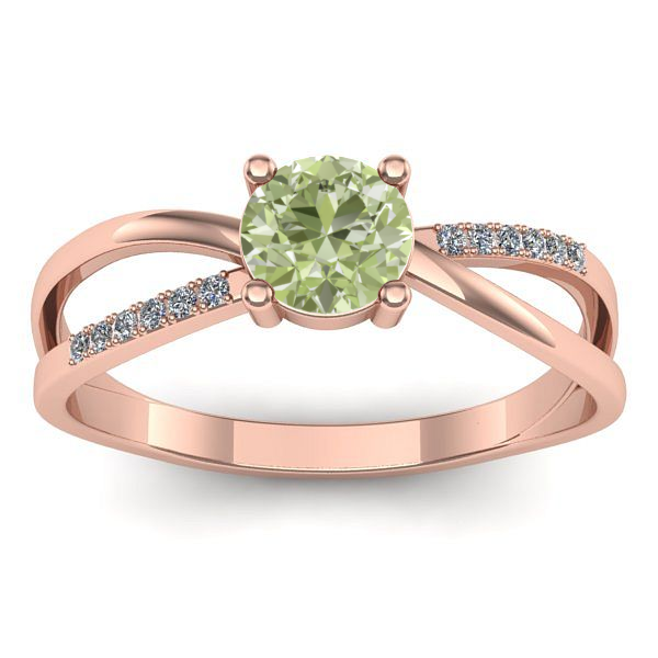 Inel de logodna cu diamant de laborator verde rotund