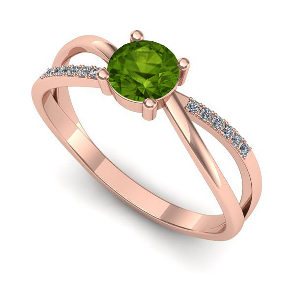 Inel din aur roz cu peridot