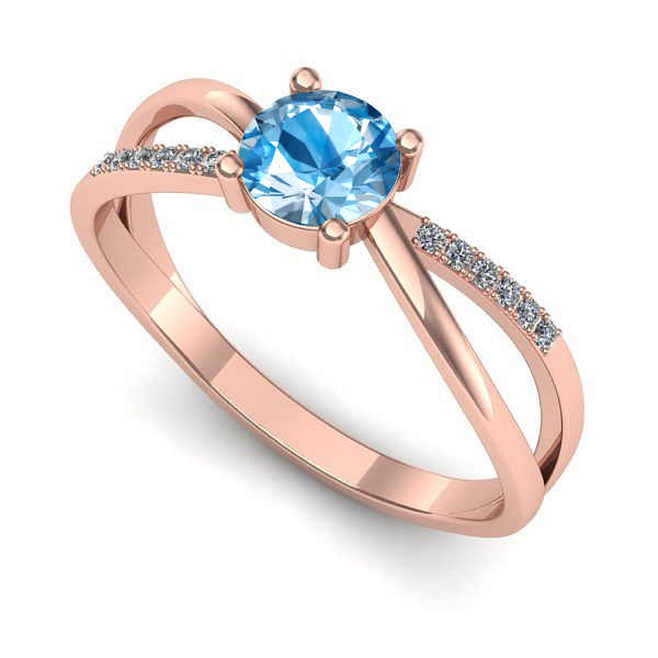 Inel din aur roz cu topaz blue