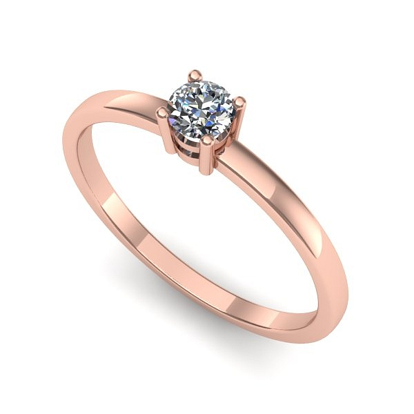 Inel logodna din aur roz cu diamant