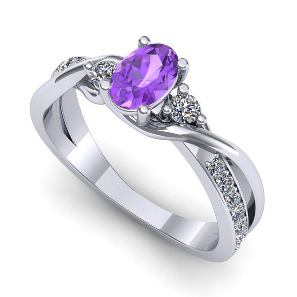 Inel din aur alb cu ametist