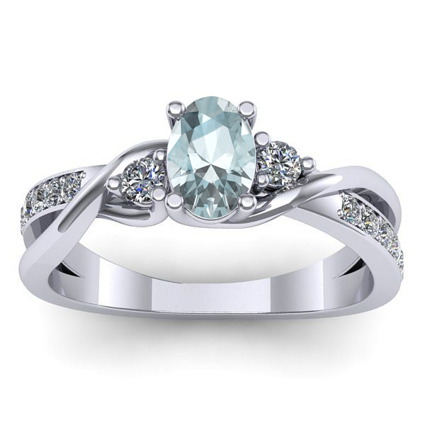 Inel de logodna cu aquamarin oval