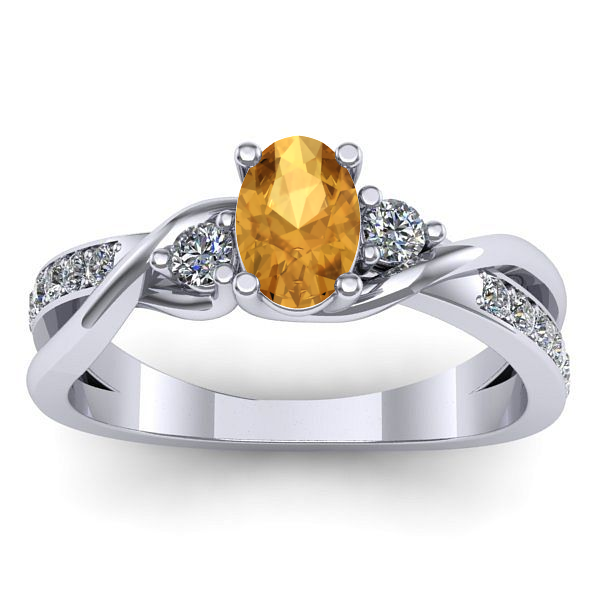 Inel logodna cu citrin oval