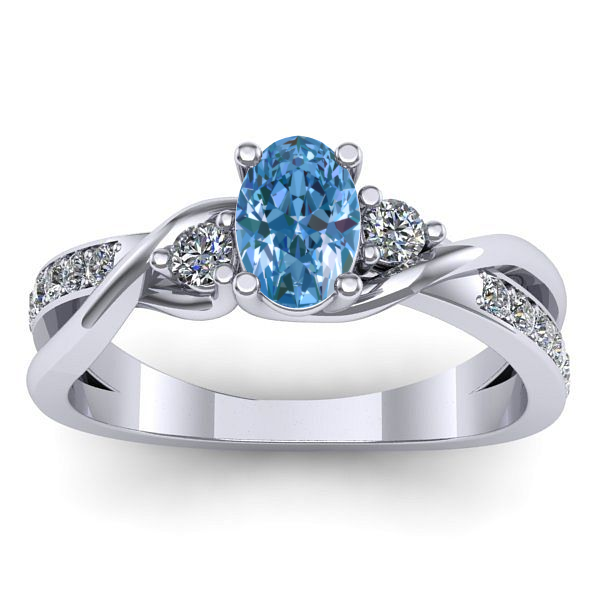 Inel logodna cu diamant de laborator albastru oval