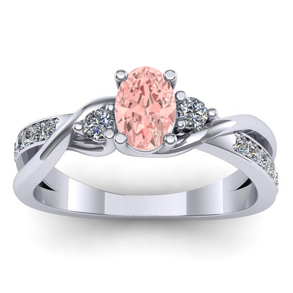 Inel logodna cu diamant de laborator roz oval