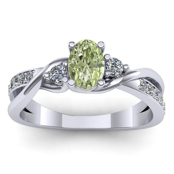 Inel logodna cu diamant de laborator verde oval