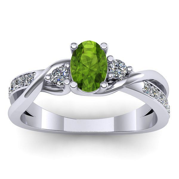 Inel de logodna cu peridot oval