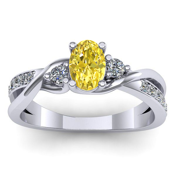 Inel logodna cu safir galben oval