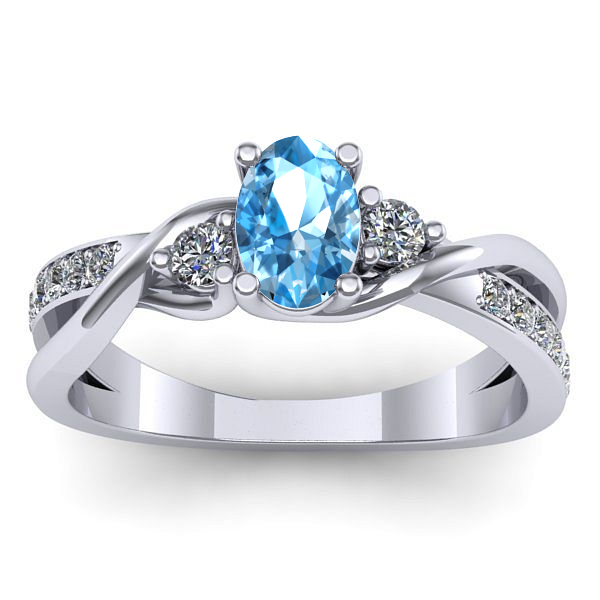 Inel de logodna cu topaz blue oval