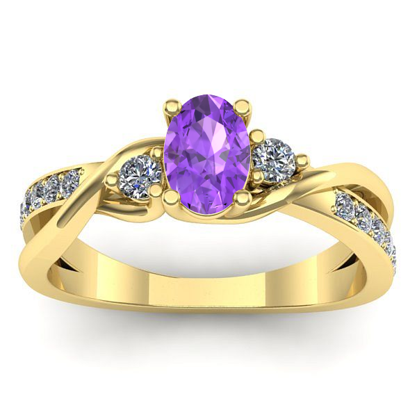 Inel de logodna cu ametist oval