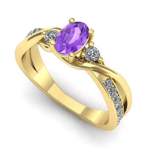 Inel din aur galben cu ametist