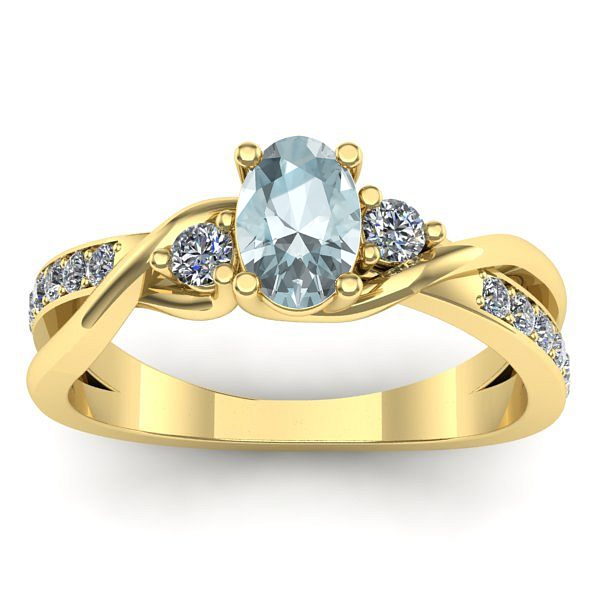 Inel logodna cu aquamarin oval