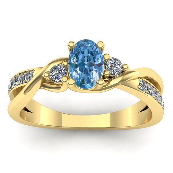Inel cu diamant de laborator albastru oval