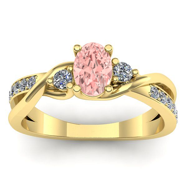 Inel cu diamant de laborator roz oval