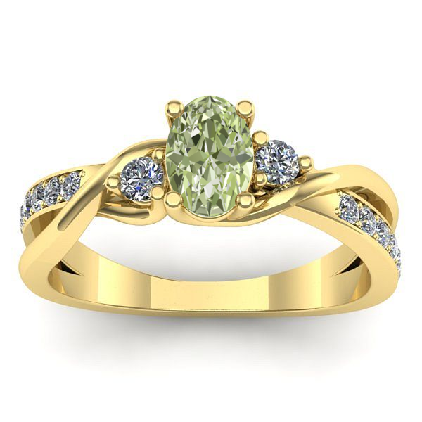 Inel de logodna cu diamant de laborator verde oval