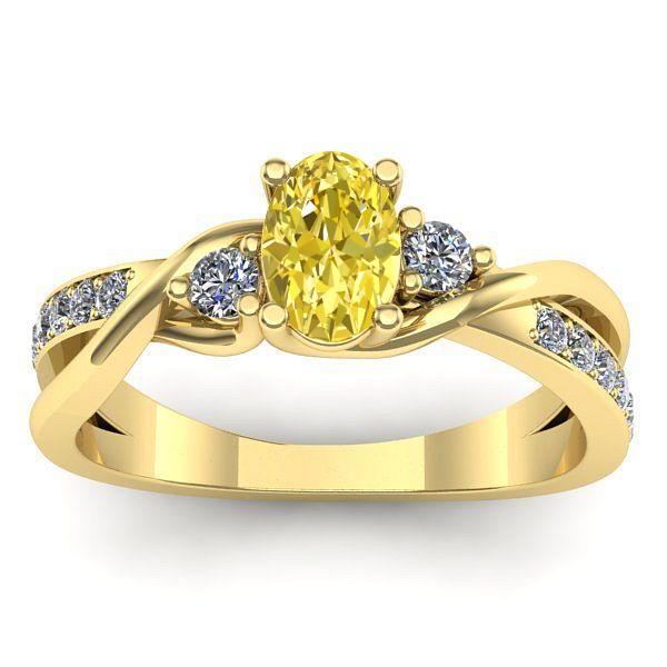 Inel cu safir galben oval