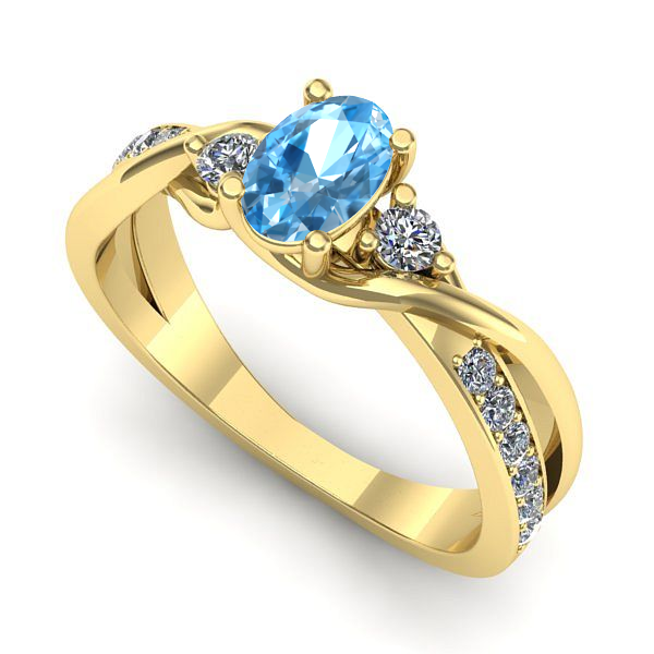 Inel din aur galben cu topaz blue