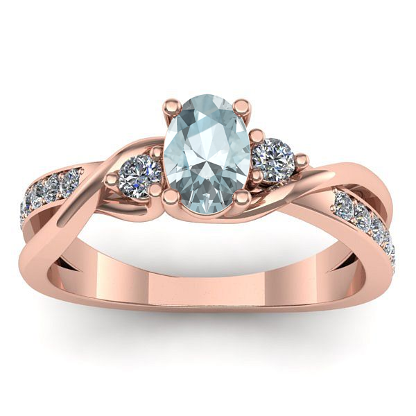 Inel de logodna cu aquamarin oval