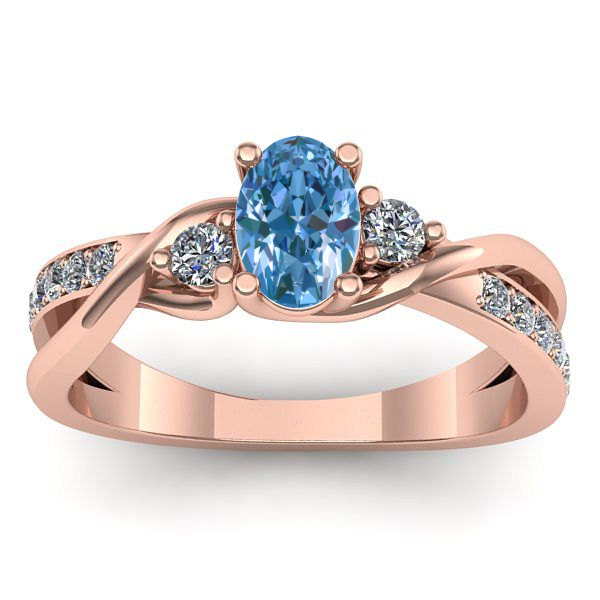 Inel cu diamant de laborator albastru oval