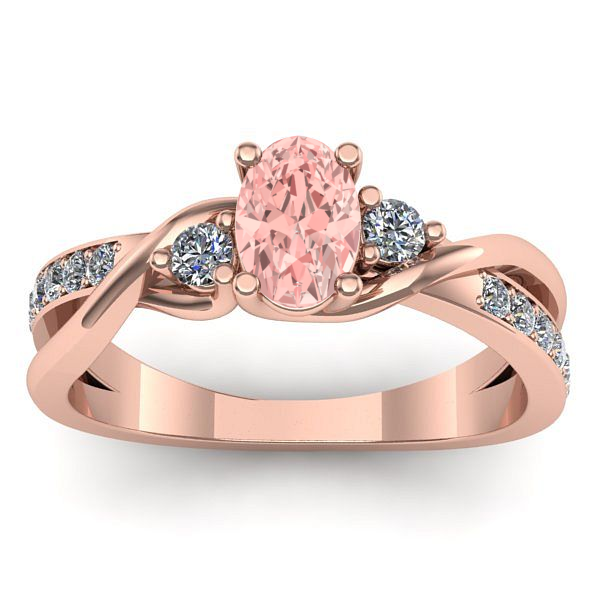 Inel de logodna cu diamant de laborator roz oval
