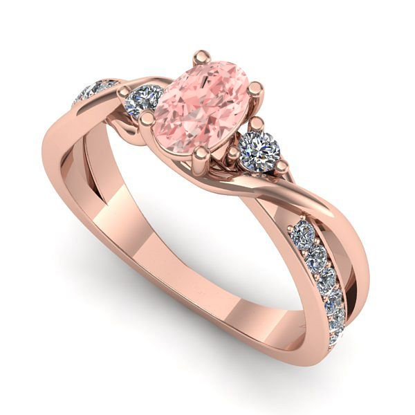 Inel de logodna din aur roz cu diamant de laborator roz