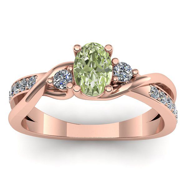 Inel cu diamant de laborator verde oval